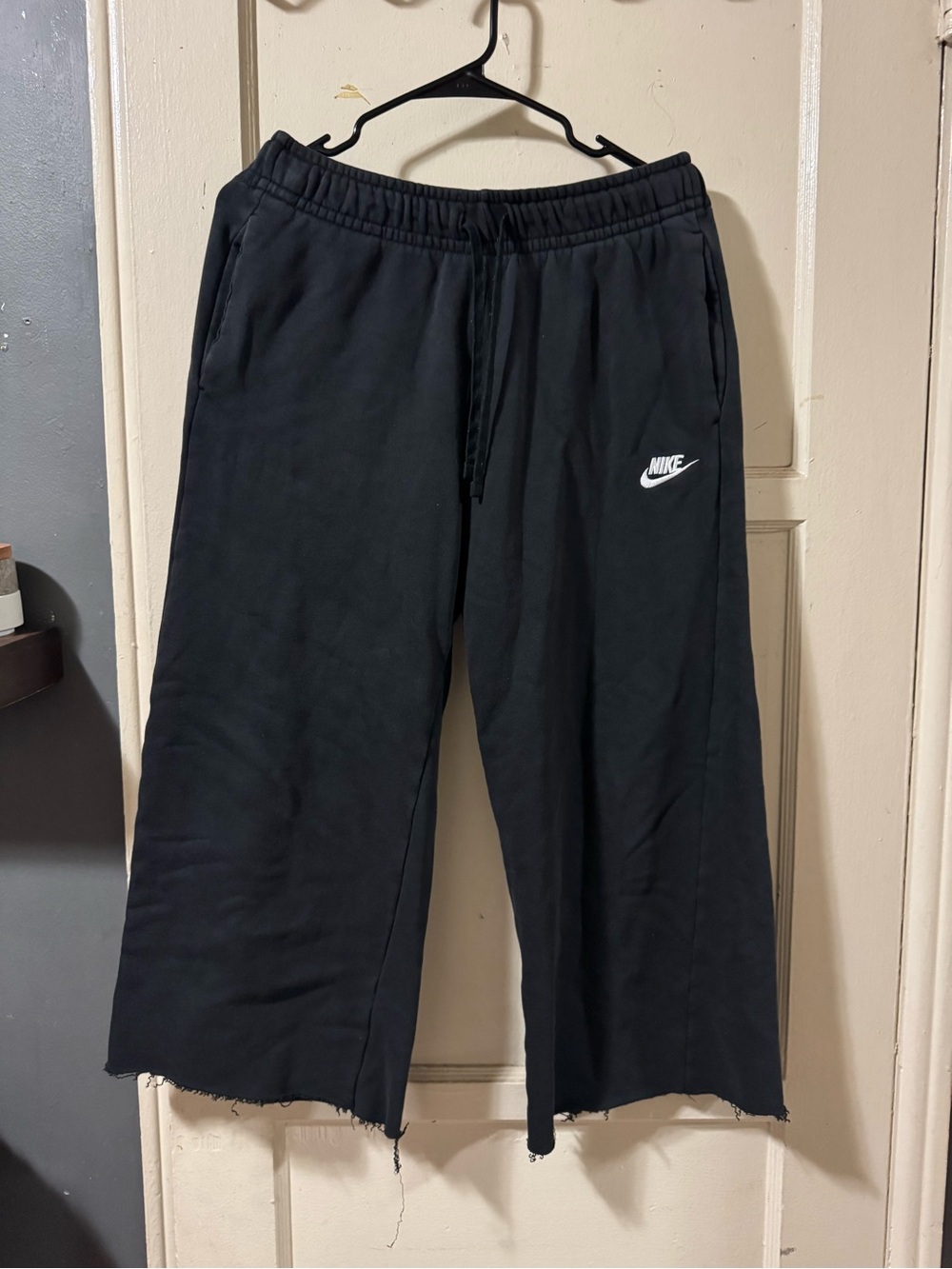 Nike Kids Black Wide-Leg Joggers with Logo